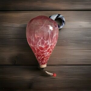 Hand Blown Glass Hummingbird‎ Feeder Clear Glass with Red-Blue